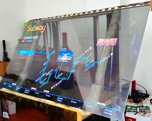 الصين شاشة OLED كبيرة شفافة تعمل باللمس / رقيقة زجاج شاشة فيديو شفافة المزود